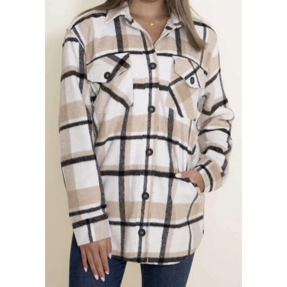 Thread & Supply Jackets & Blazers - Thread & Supply Neutral Plaid Button Jacket Size Small🌟